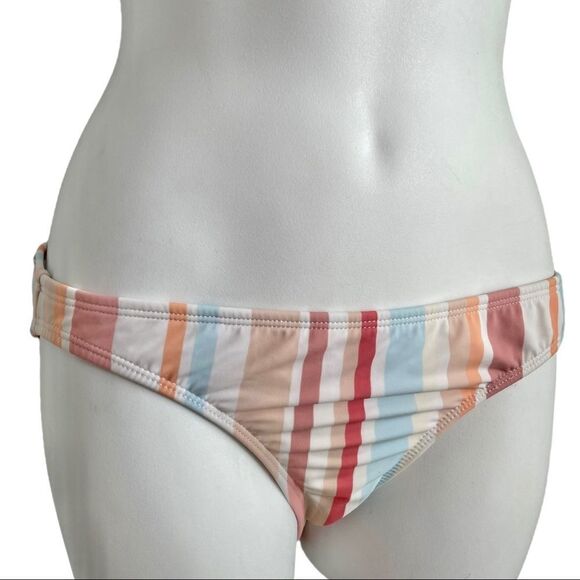 Xhilaration Multi Striped Hipster Bikini Bottom Junior Medium White Beige Clay - Picture 11 of 12